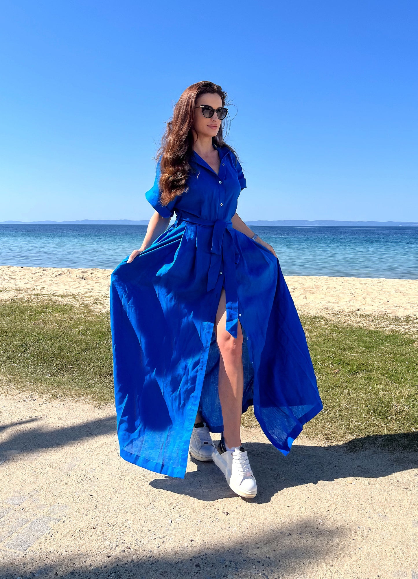 Azurite linen dress