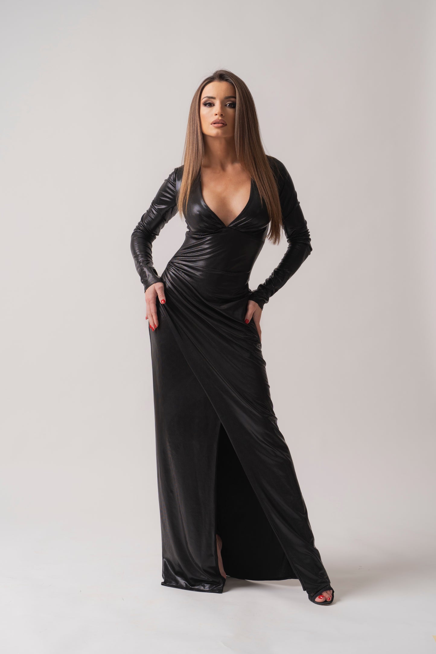 Дълга черна рокля Femme