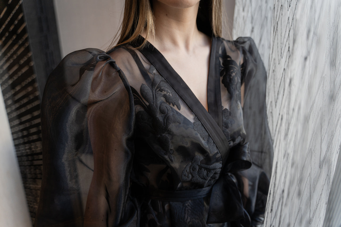 Silken Whisper Embroidered Organza Tunic