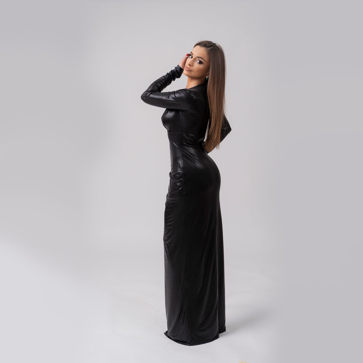 Дълга черна рокля Femme