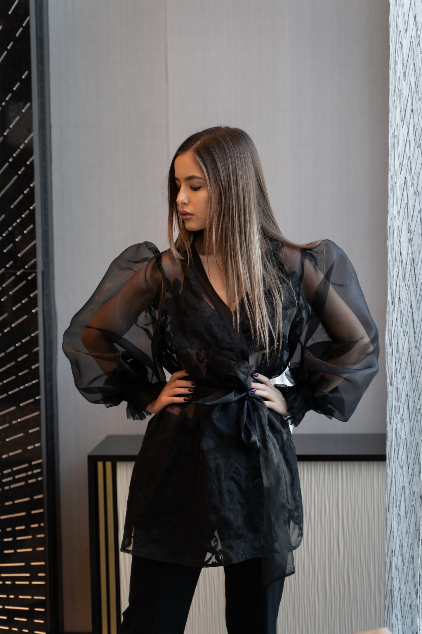 Silken Whisper Embroidered Organza Tunic