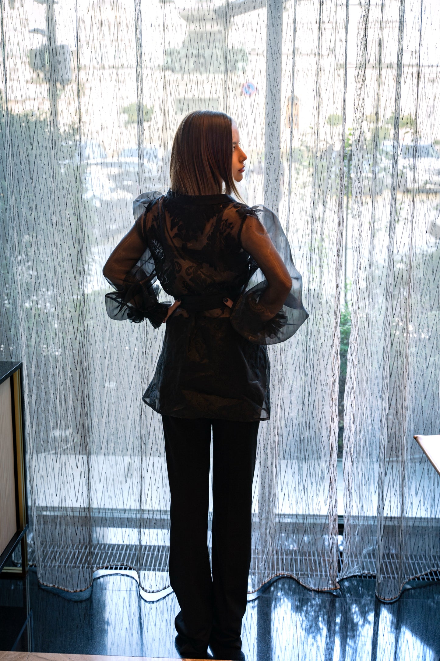 Silken Whisper Embroidered Organza Tunic