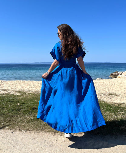 Azurite linen dress