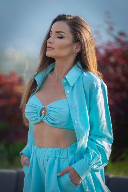 Ленена риза Turquoise Linen